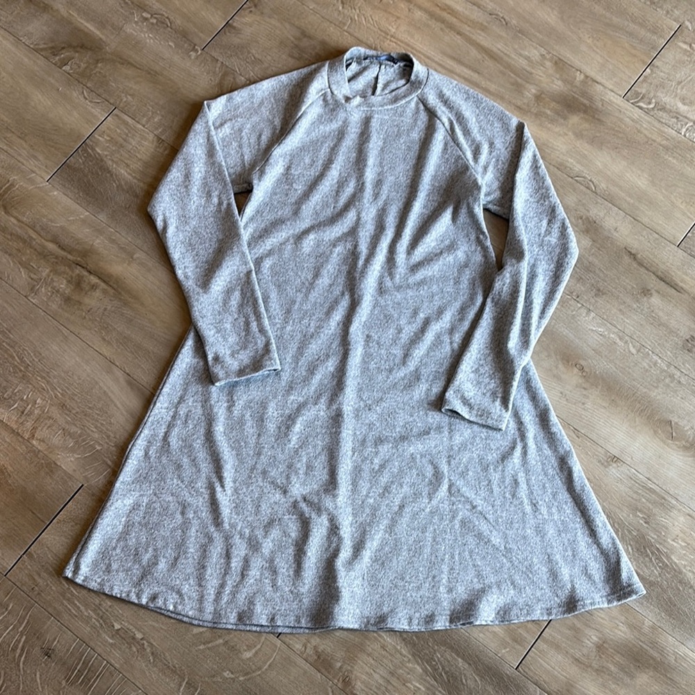 Rebel Sugar Size Small Fit and Flare Longsleeve Dress Heathered Grey
